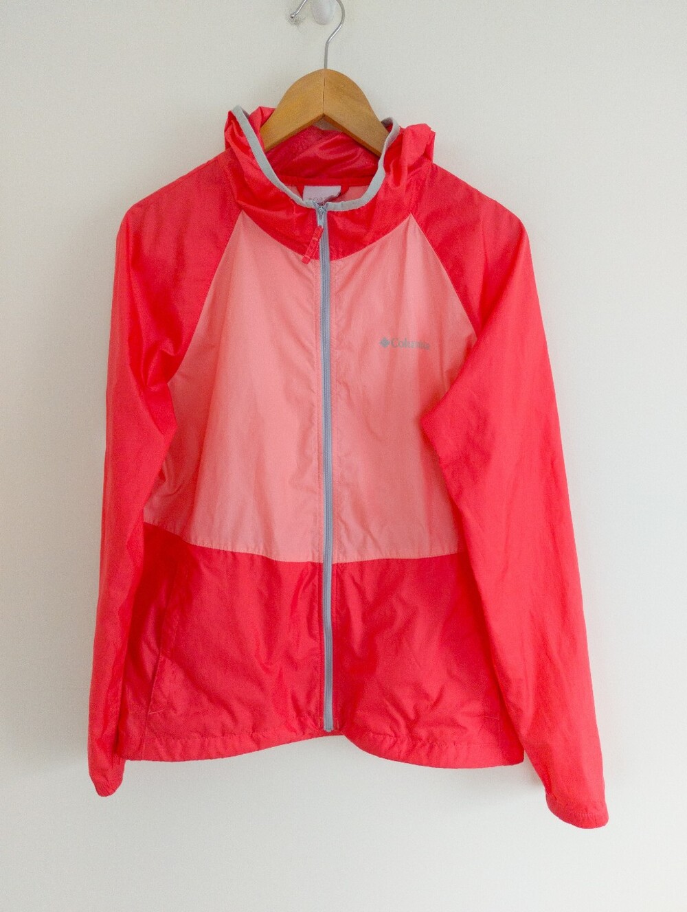 Columbia Flash Forward Windbreaker Jacket Pink Coral Colorblock Hooded Medium